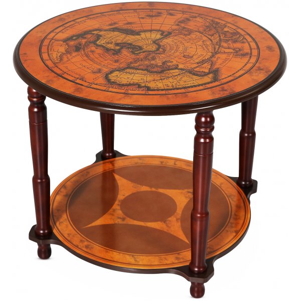 Lampbord i valnt med vrldskarta 60 cm