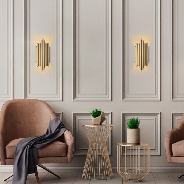 Wandlamp met gouden afwerking - Harmonica