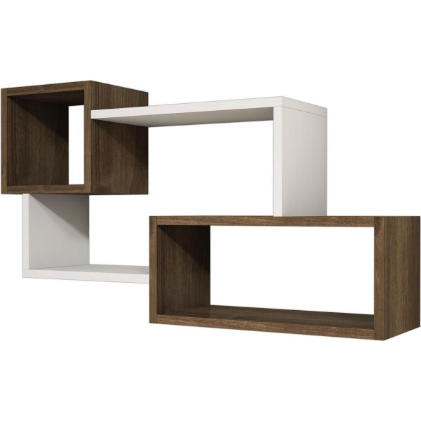 Afton wandplank - Wit/walnoot