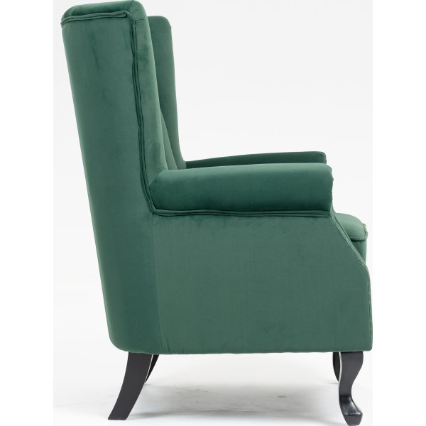 Fauteuil met oorkleppen in groen fluweel + Textielreiniging voor meubels Fauteuil met oorkleppen in groen fluweel + Textielreiniging voor meubels