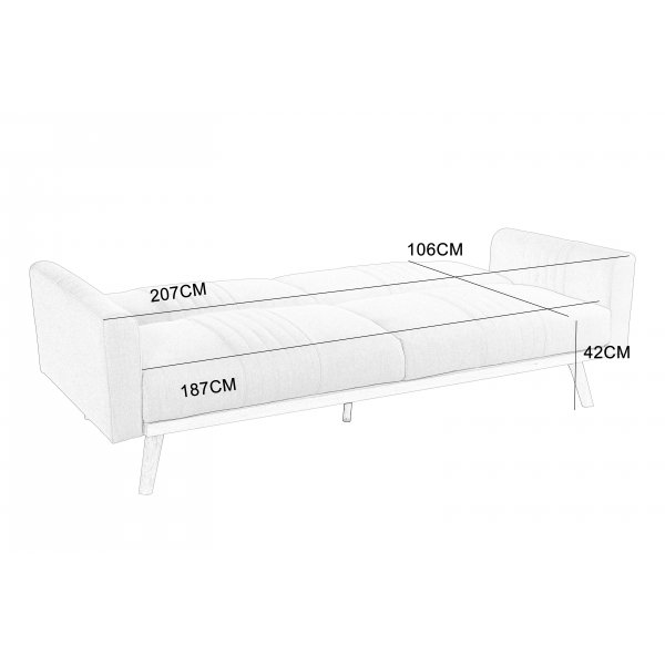 Bäddsoffa Borlänge – Ljusgrå tyg | 207 cm Bäddsoffa Borlänge – Ljusgrå tyg | 207 cm