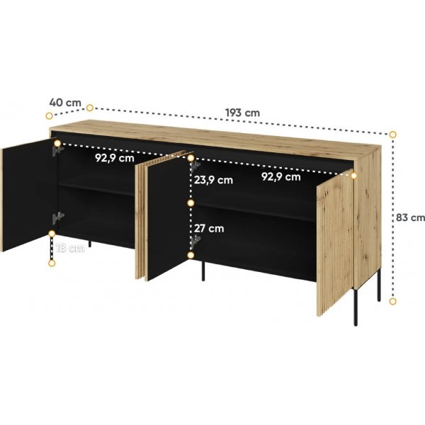 Trend skänk B193 cm - Artisan ek/svart Trend skänk B193 cm - Artisan ek/svart