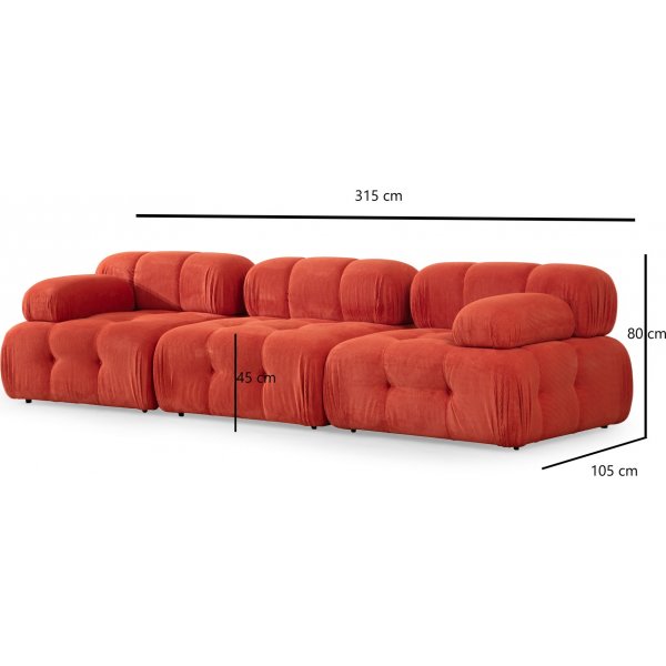 Soffa i beige sammet 315 cm bred Soffa i beige sammet 315 cm bred