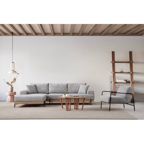 Canapé Eti divan gauche - Gris/chêne Canapé Eti divan gauche - Gris/chêne