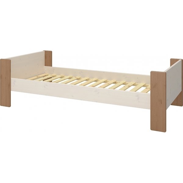 Voor kinderen eenpersoonsbed 90 x 200 cm - Whitewash/grijs/bruin