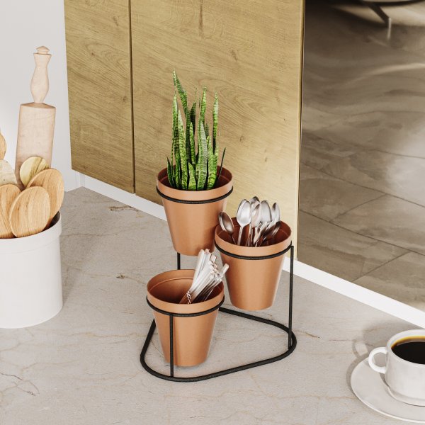 Plato 14 pots - Cuivre/noir