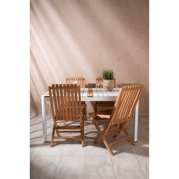 Togo utematgrupp med 4 st Ghana stolar - Teak/Vit Togo utematgrupp med 4 st Ghana stolar - Teak/Vit