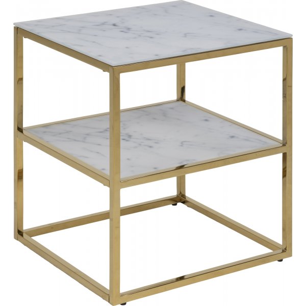 Alisma sngbord - Vit marmor/guld