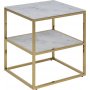 Alisma sngbord - Vit marmor/guld