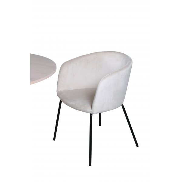 Bianca Matgrupp runt vitputsat matbord med 4 st Berit beige stolar