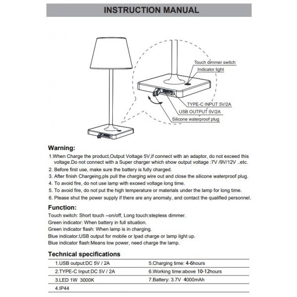 Tafellamp Dean - Zwart