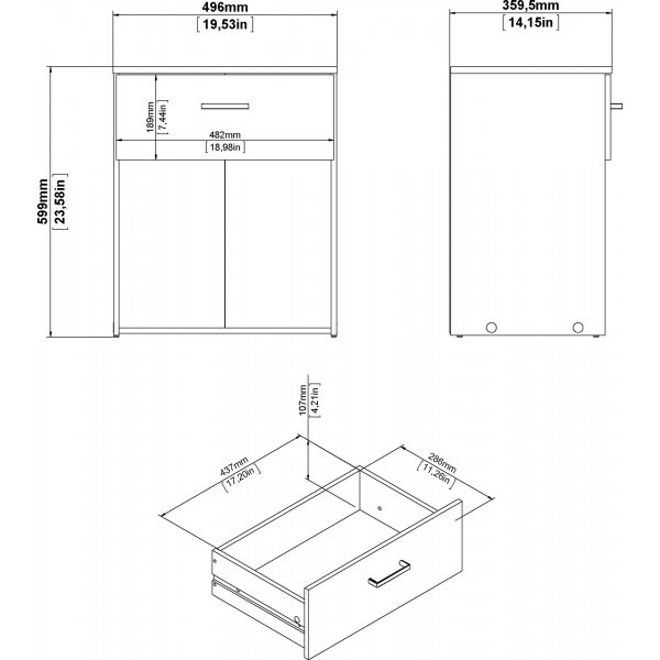 Space s�ngbord - Ek/vit