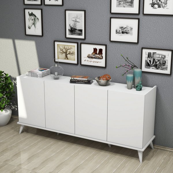 Skänk vit 180 cm - Elegant + Möbeltassar Skänk vit 180 cm - Elegant + Möbeltassar