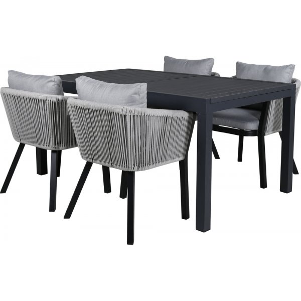 Marbella utematgrupp med 4 st Virya stolar - Svart/Grå Marbella utematgrupp med 4 st Virya stolar - Svart/Grå