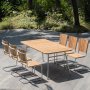 Mllan utegrupp i teak: 6 st stolar med matbord 176x90 cm