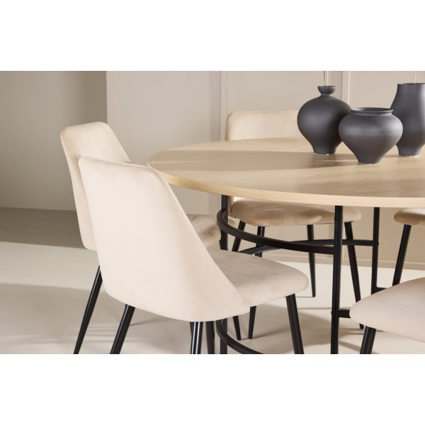 Matbord Copenhagen med 6 st Night stolar - Beige/svart/whitewash
