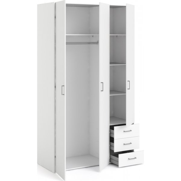 Armoire Space avec 3 portes et 3 tiroirs - Blanc