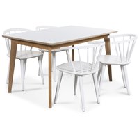 Holger matgrupp 140 cm bord med 4 st vita Fredrik pinnstolar Holger matgrupp 140 cm bord med 4 st vita Fredrik pinnstolar