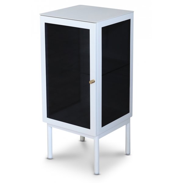 Revel vitt sngbord 75 cm med vnster hngd drr + Textilrengring fr mbler