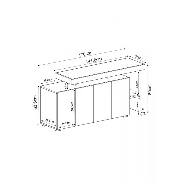 Sideboard Bellan 170 cm - Wood Black