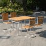 Mllan utegrupp i teak: 4 st stolar med matbord 120x80 cm