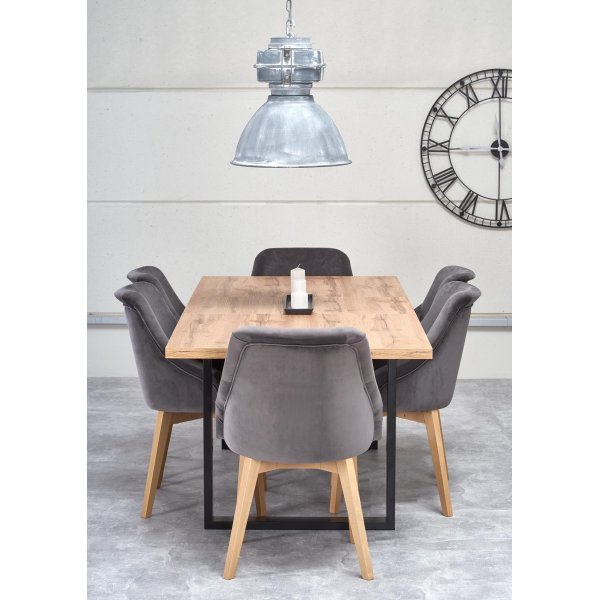 Table  manger Kasady 160-210 cm - Chne Wotan/noir