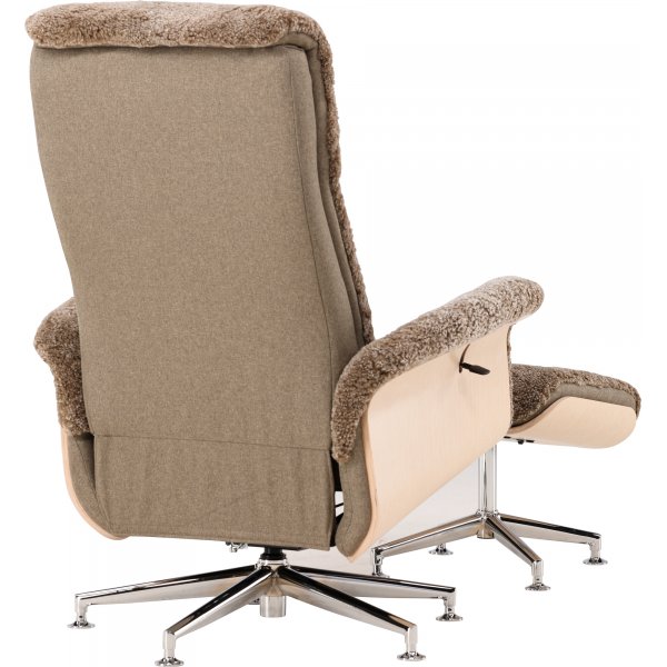 Frskinnsftlj med fotpall - Brun / ek - Ulla