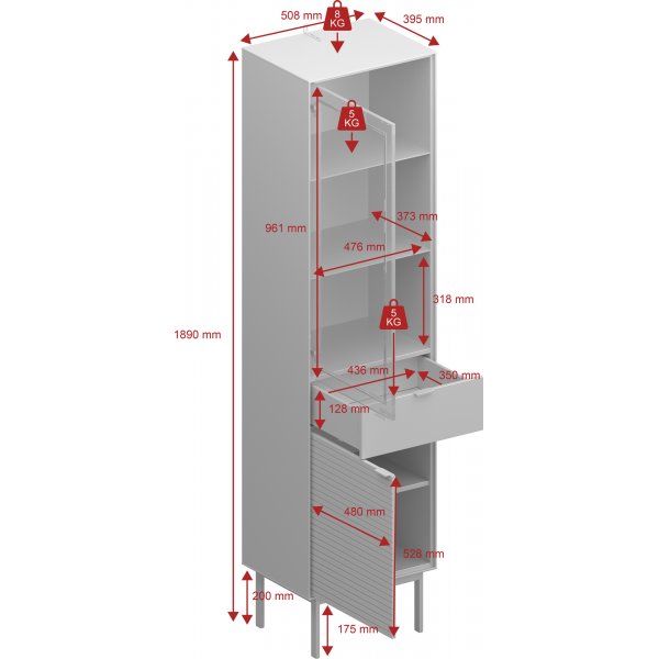 Soma vitrinekast met glazen deur - Zwart/espresso