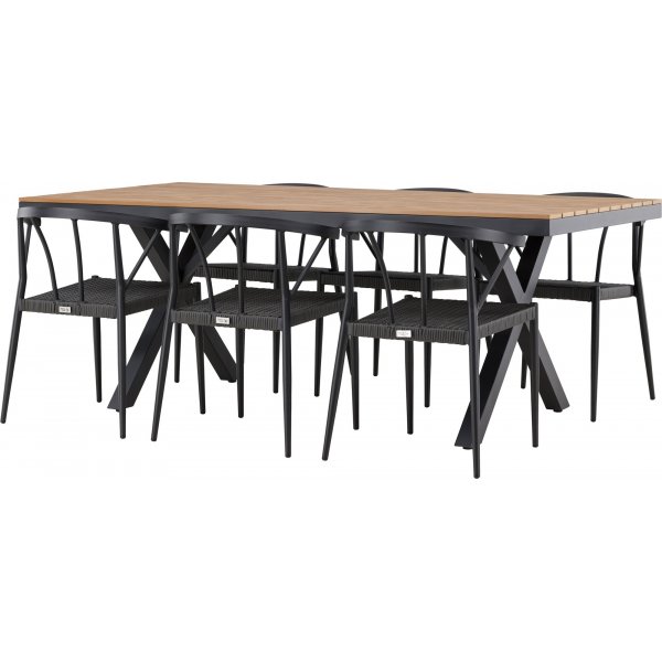 Garcia rektangulr matgrupp med 6 st Stina stolar - Svart