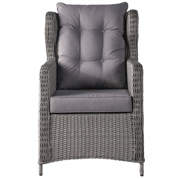 California utemöbelgrupp med recliner soffa, fåtöljer och bord - Grå konstrotting California utemöbelgrupp med recliner soffa, fåtöljer och bord - Grå konstrotting