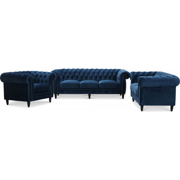Chesterfield Cambridge Fåtölj - Blått sammet Chesterfield Cambridge Fåtölj - Blått sammet