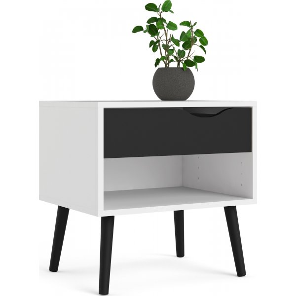 Oslo sängbord - Vit/svart Oslo sängbord - Vit/svart
