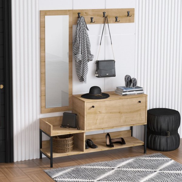 Meuble d\\\'entrée Nonso - Saphir/chêne Meuble d\\\'entrée Nonso - Saphir/chêne