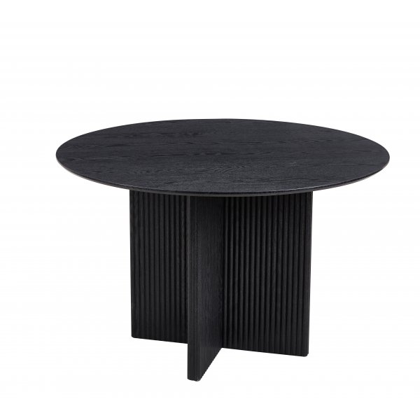 Matgrupp Crossby bord �120cm i svartbetsad ek med 4st Wilma matstol i vitt teddy