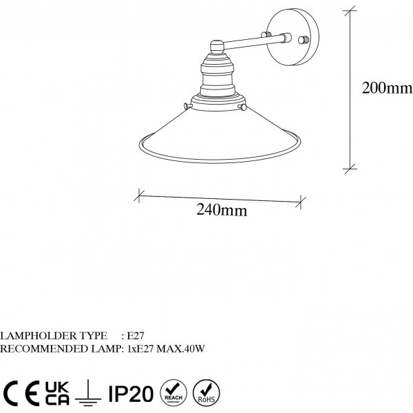 Conic vägglampa 12196 - Guld Conic vägglampa 12196 - Guld