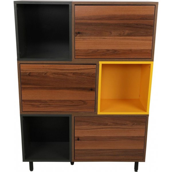 Bengo bokhylla - Valnt/antracit/gul