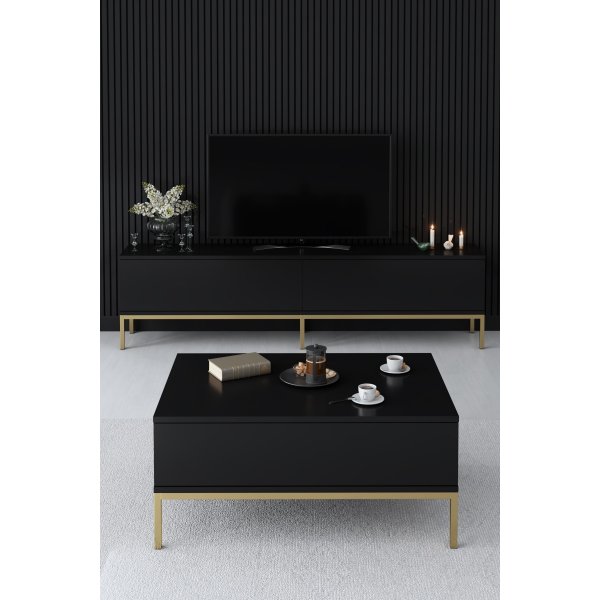 Lord TV-bänk - Svart/guld Lord TV-bänk - Svart/guld
