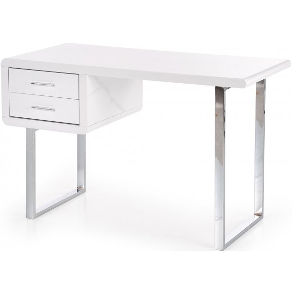 Bureau Fernanda 120x55 cm - Blanc (Haute brillance) / chrome Bureau Fernanda 120x55 cm - Blanc (Haute brillance) / chrome
