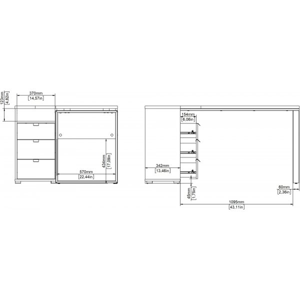 Bureau d\\\'angle Sign - Gris mat/hickory