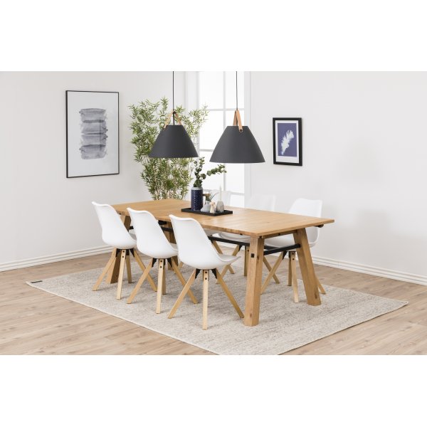 Chaise de salle à manger Dima - PU blanc/hévéa Chaise de salle à manger Dima - PU blanc/hévéa