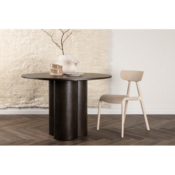 Table à manger ronde Olivia 110 cm en daim Table à manger ronde Olivia 110 cm en daim