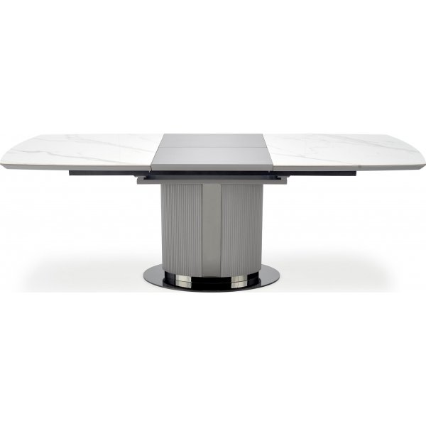 Table à manger Dancan 160-220 x 90 cm - Marbre blanc/gris Table à manger Dancan 160-220 x 90 cm - Marbre blanc/gris