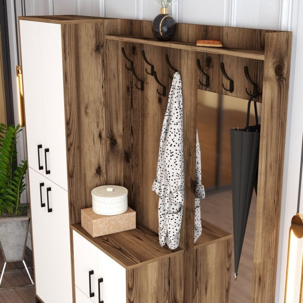 Meuble d'entrée berlinois abc - Noyer/blanc Meuble d'entrée berlinois abc - Noyer/blanc