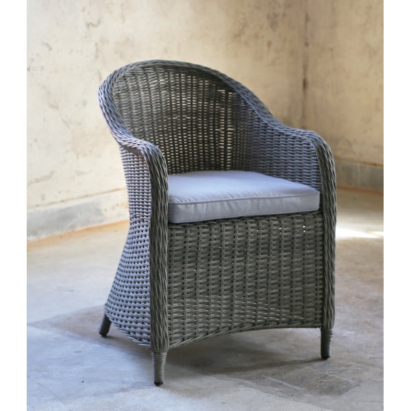 Matgrupp Alva: Matbord i teak / Galvaniserat stl med 4 st Mercury ftljer i gr konstrotting