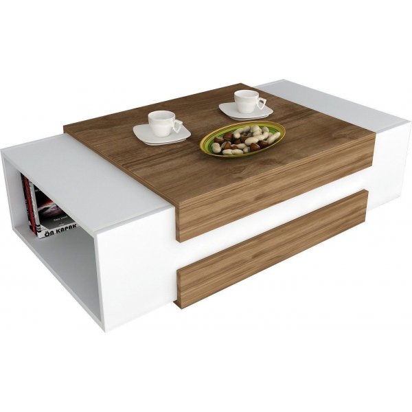 Table basse Nora 110 x 61 cm - Blanc/noyer Table basse Nora 110 x 61 cm - Blanc/noyer