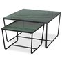 Stella Satsbord 75 x 75 cm - Grnt marmorerat glas / Svart underrede