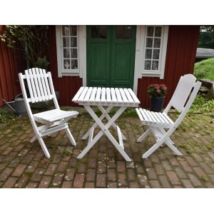 Table de groupe d'extrieur Wilma 65 x 65 cm avec 2 chaises Visby - Blanc