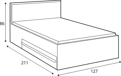 Plano bedframe 120 x 200 cm - Nash eiken/wit/grijs Plano bedframe 120 x 200 cm - Nash eiken/wit/grijs
