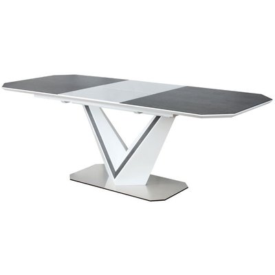 Luz utdragbart matbord 90x160-220 cm - Vit/grå