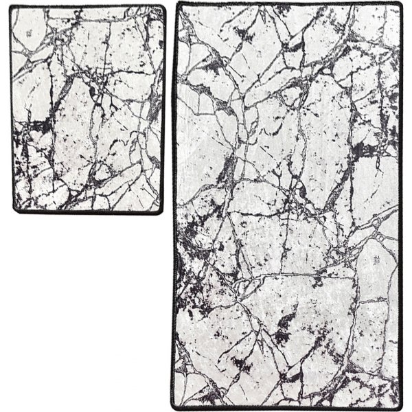 Marmeren badkamerkleed - Wit/zwart Marmeren badkamerkleed - Wit/zwart